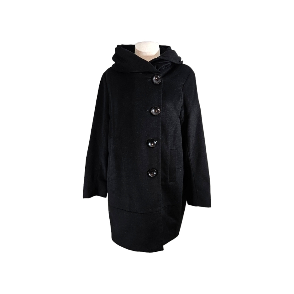 Dale Dressin Cashmere & Lambswool Black Collared Coat